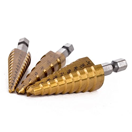 3PCS/Set High Speed Steel Titanium Step Drill Bit Set with Pouch Impact Driver Compatible 28 (1/8-3/4′′)