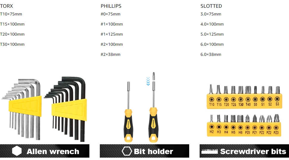 Factory PP&TPE/TPR 52PCS Slotted Torx Phillips Precision Set Flat Screwdriver Bits