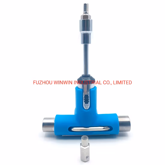 Универсальный инструмент для скейтбординга, многофункциональный инструмент для скейтборда с шестигранным ключом T-типа и крестовой отверткой L-типа, инструмент для катания на коньках с храповым механизмом (WW-ST04)